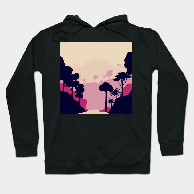 Blush Retro Tropical Palm Trees Hoodie by DesignIndex